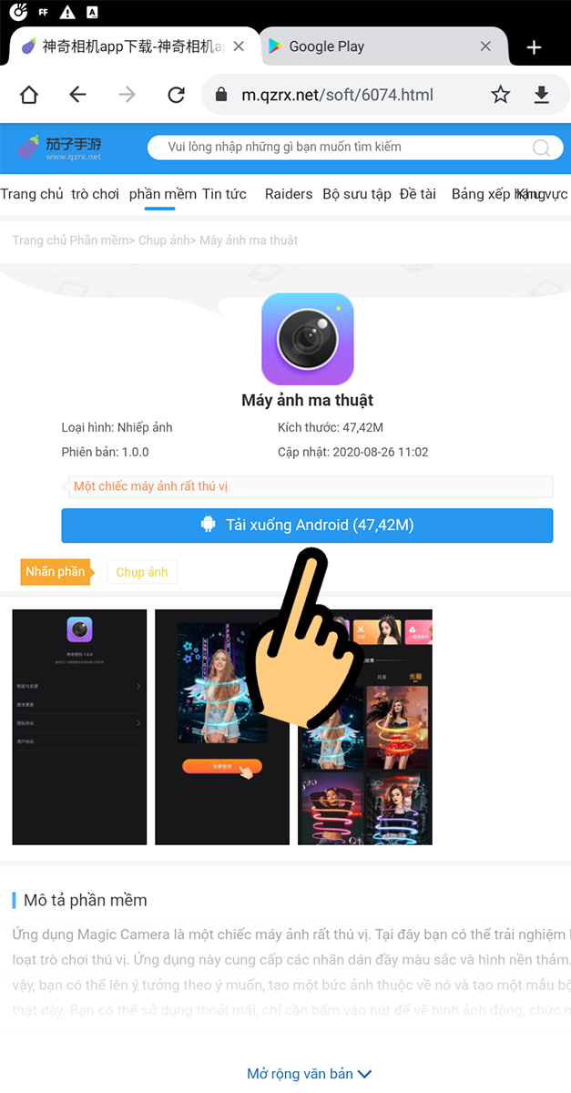 nhấn nút Tải về Android nhấn nút Tải về Android