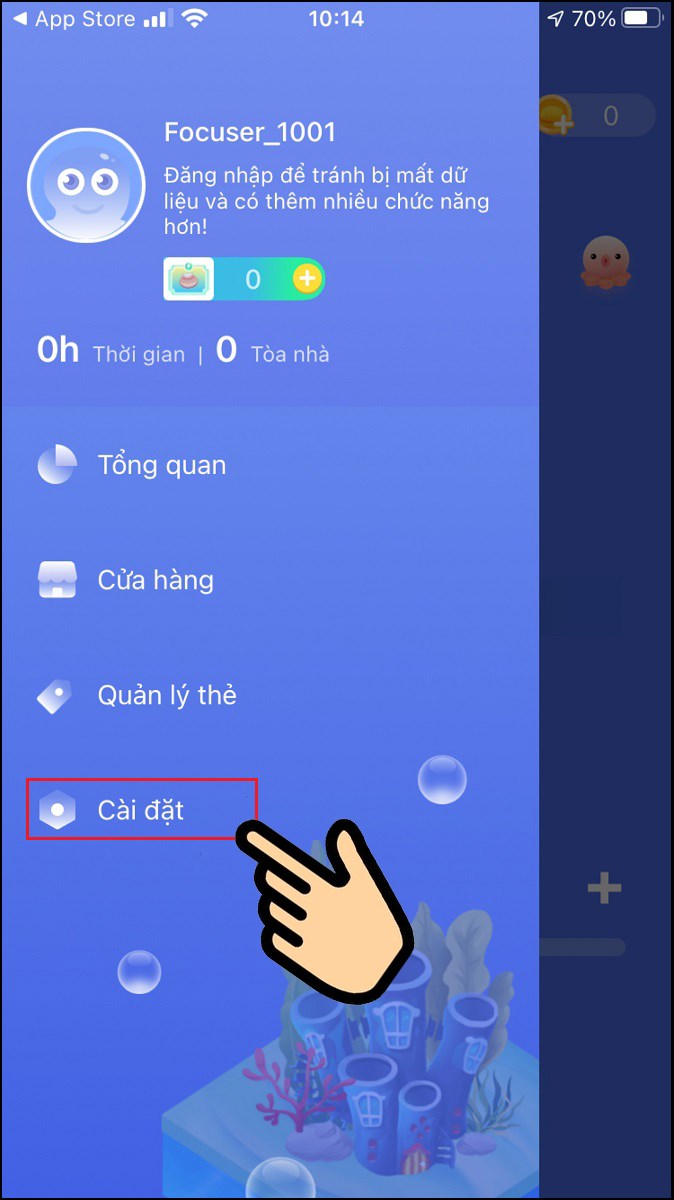 Nhấn vào Cài Đặt