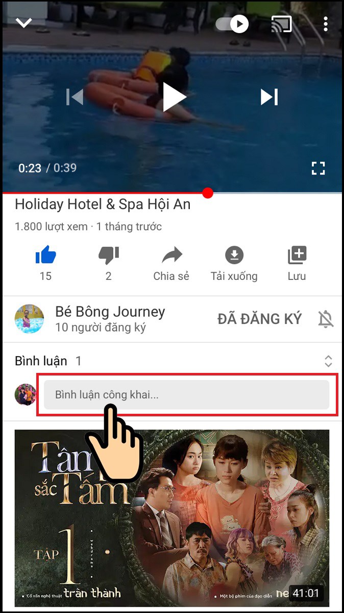 Kéo xuống click Bình luận công khai...