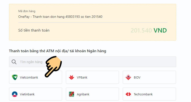 Chọn ngân hàng mà bạn muốn dùng để thanh toán cước Chọn ngân hàng mà bạn muốn dùng để thanh toán cước