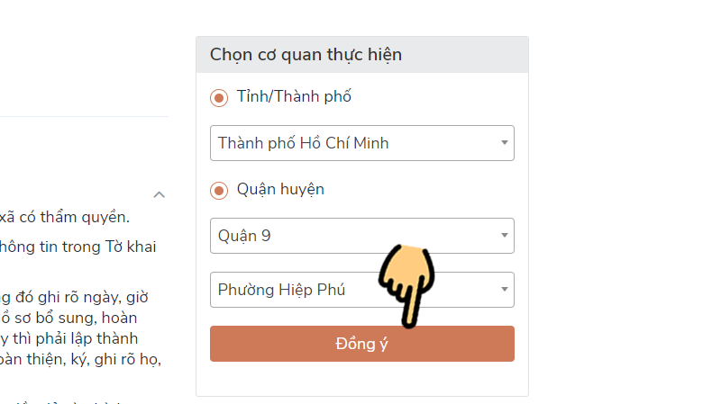  Chọn cơ quan thực hiện