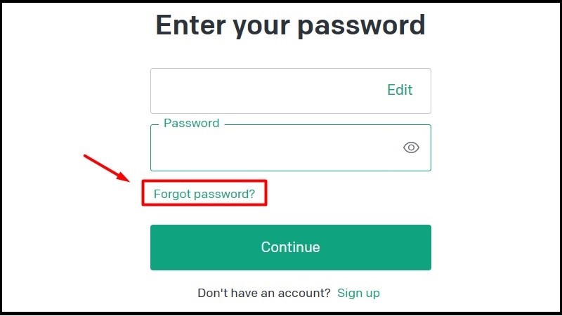 Chọn Forgot password?