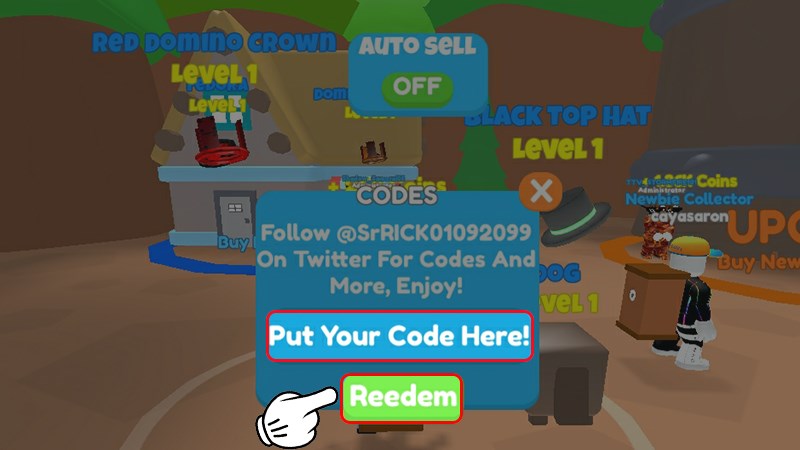 Nhập code v&agrave;o &ocirc; Put Your Code Here! v&agrave; nhấn Redeem