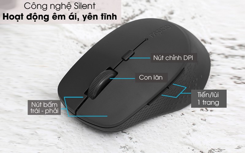 Chuột kh&ocirc;ng d&acirc;y Silent Rapoo M300