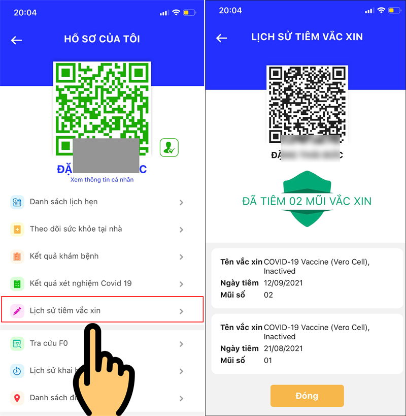 Bạn chọn Lịch sử ti&ecirc;m vắc-xin