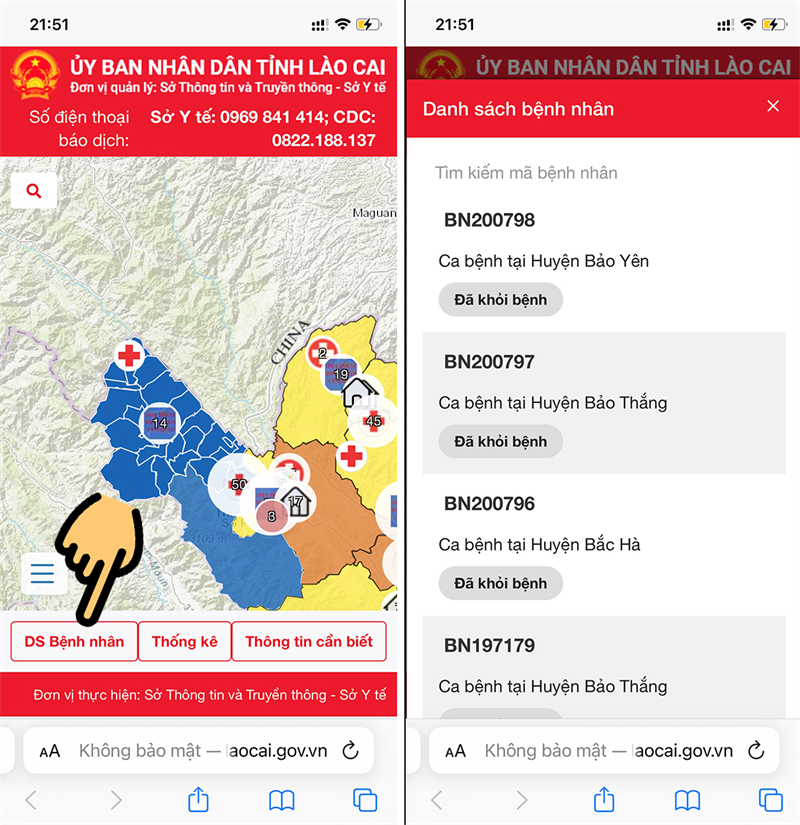 Chọn mục DS Bệnh nhân