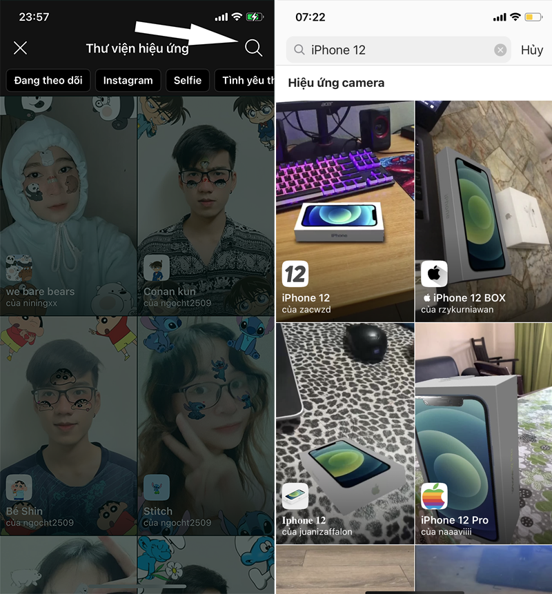 nhập t&igrave;m kiếm từ iPhone 12