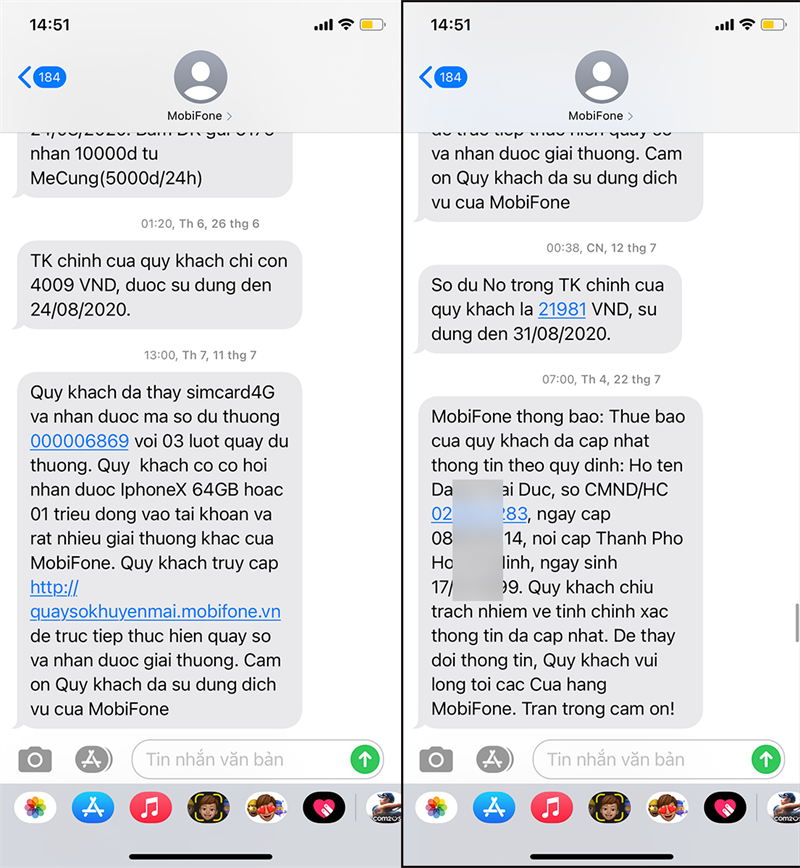 MobiFone sẽ gửi 2 tin nhắn đến số điện thoại