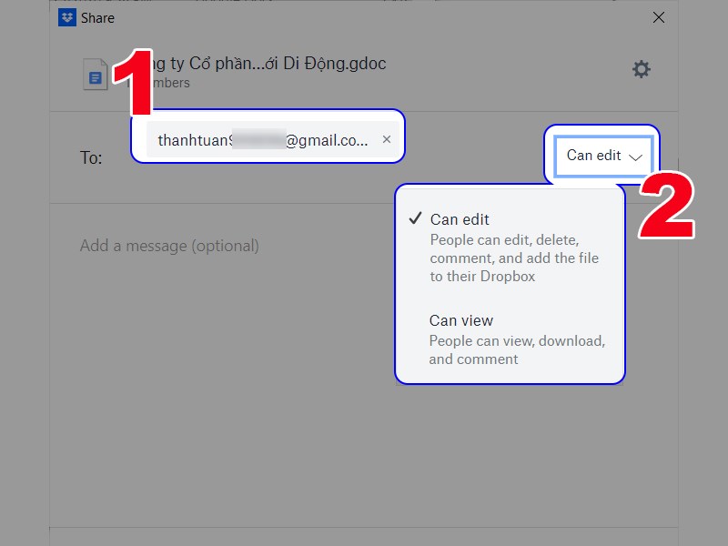 Chọn chia sẻ file