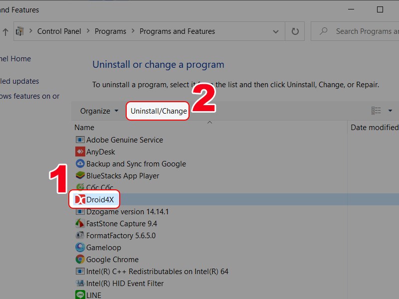 Gỡ c&agrave;i đặt Droid4x