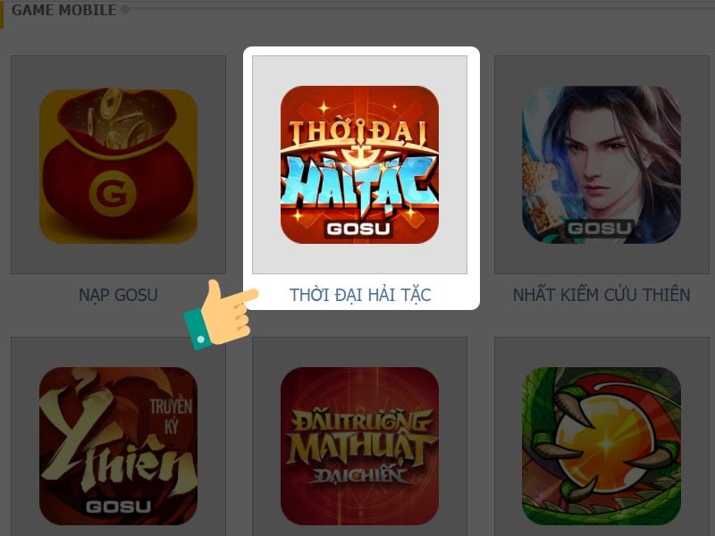 Chọn game Thời Đại Hải Tặc để nạp