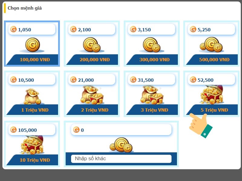 Chọn mệnh gi&aacute;