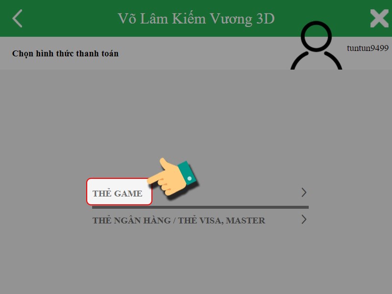 Thanh toán bằng thẻ game