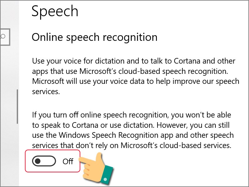 Chuyển Online Speech Recognition sang chế độ off