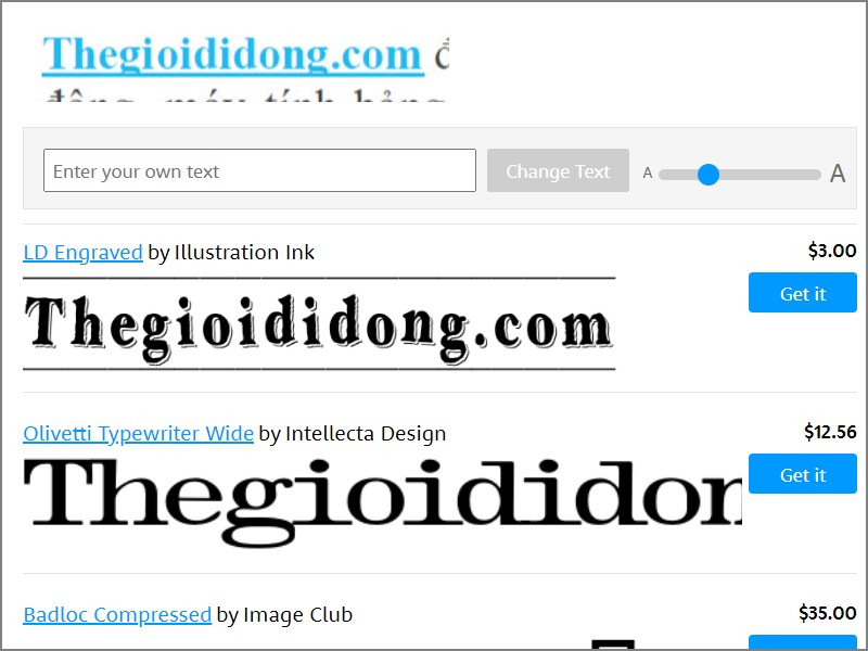 C&aacute;c font chữ gợi &yacute;