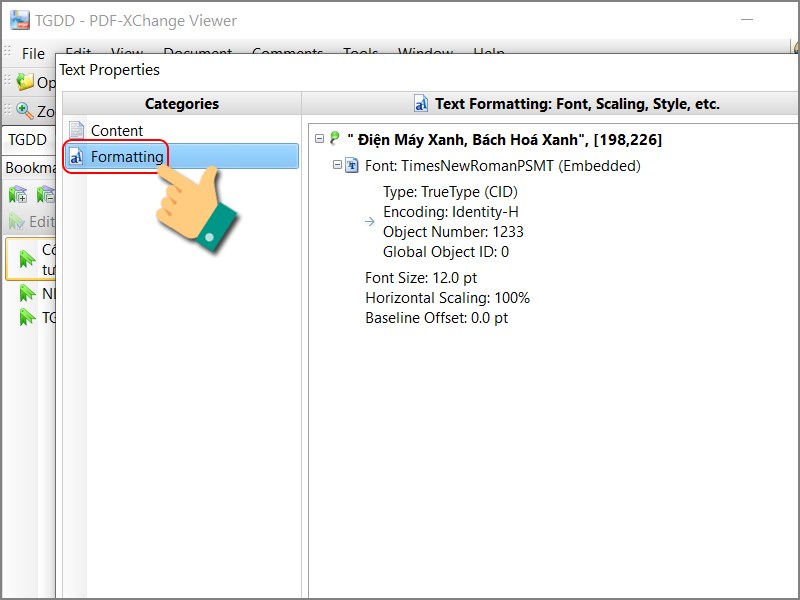 Nhấn v&agrave;o Formatting