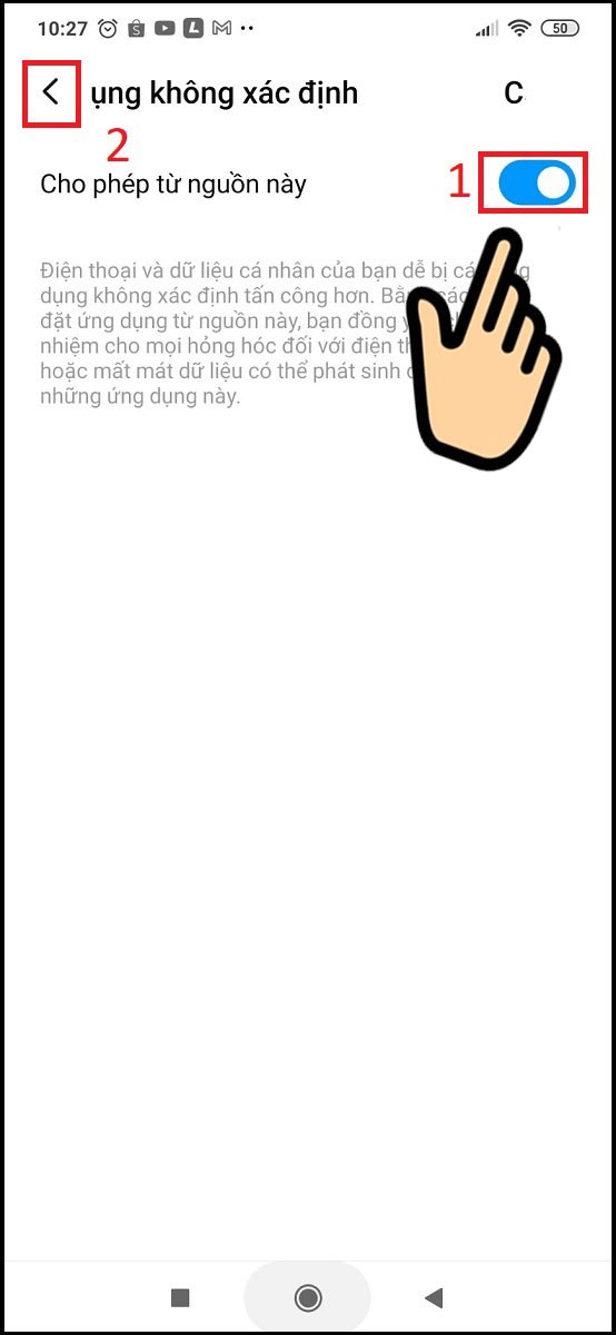 Cho ph&eacute;t từ nguồn n&agrave;y bằng c&aacute;ch gạt thanh ngang sang phải, rồi bấm mũi t&ecirc;n quay ra