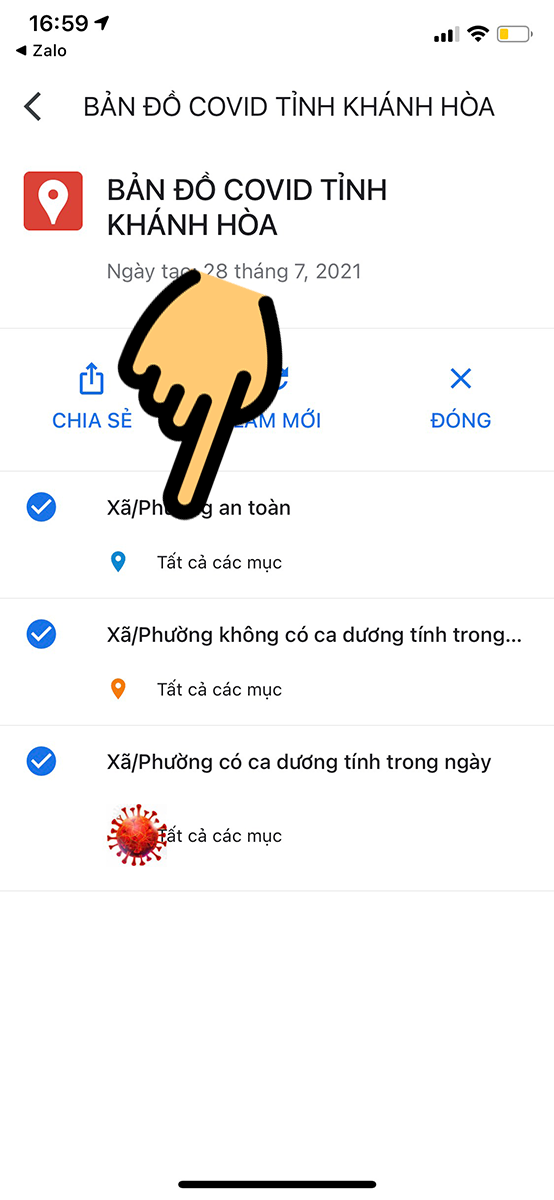 Nhấn vào và tick chọn các địa điểm muốn hiển thị trên bản đồ Nhấn vào và tick chọn các địa điểm muốn hiển thị trên bản đồ