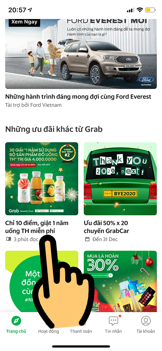 chọn mục "Chỉ 10 điểm, giật 1 năm uống TH miễn ph&iacute;" 
