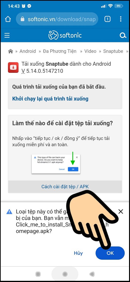 Chọn Ok
