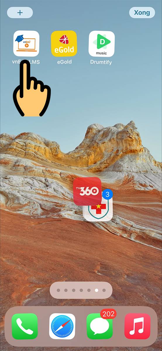 nhấn v&agrave;o c&aacute;c icon ứng dụng c&ograve;n lại