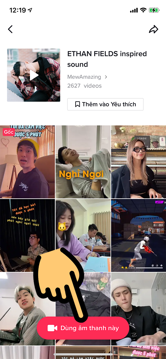  Chọn d&ograve;ng D&ugrave;ng &acirc;m thanh n&agrave;y