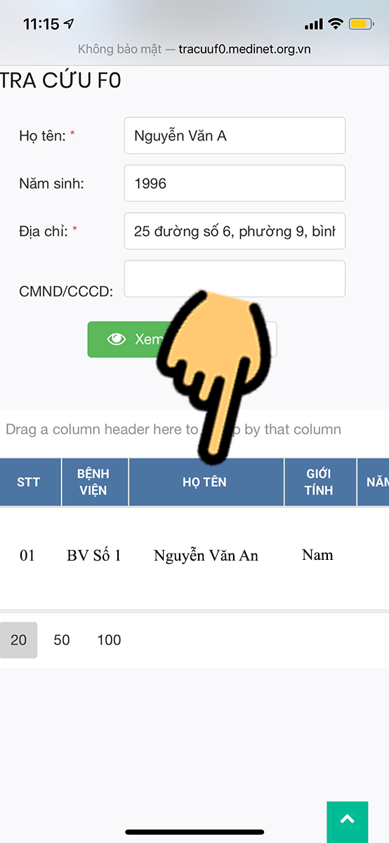 Tên bệnh viện mà F0 đang điều trị Tên bệnh viện mà F0 đang điều trị