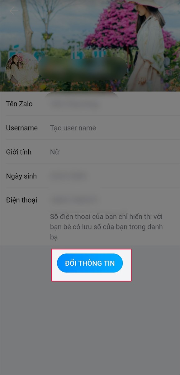mục đổi thông tin Zalo trên điện thoại mục đổi thông tin Zalo trên điện thoại