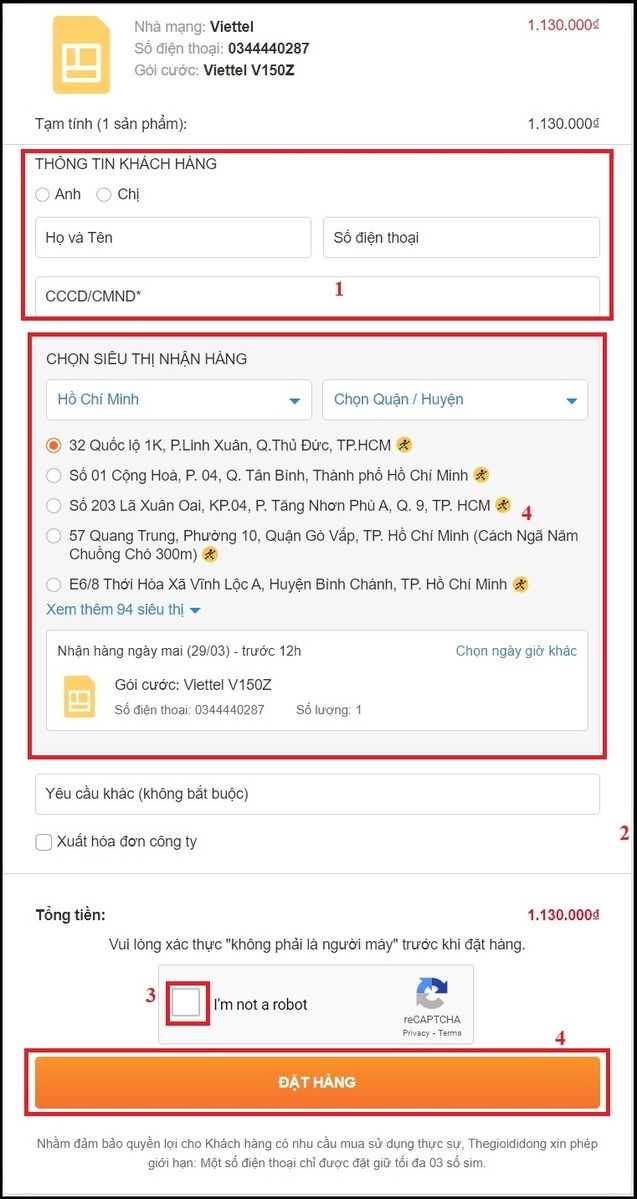 Thêm thông tin cá nhân và đặt hàng Thêm thông tin cá nhân và đặt hàng