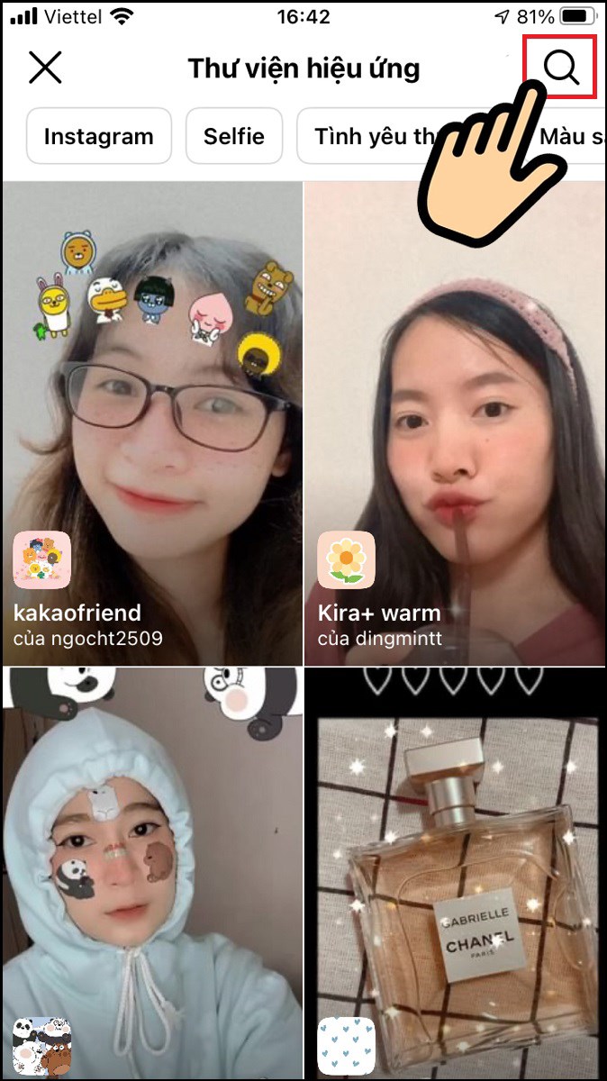 Bấm biểu tượng k&iacute;nh l&uacute;p