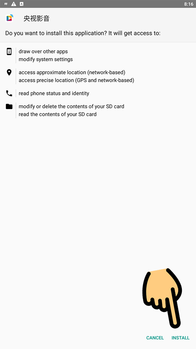 Bạn chọn Install