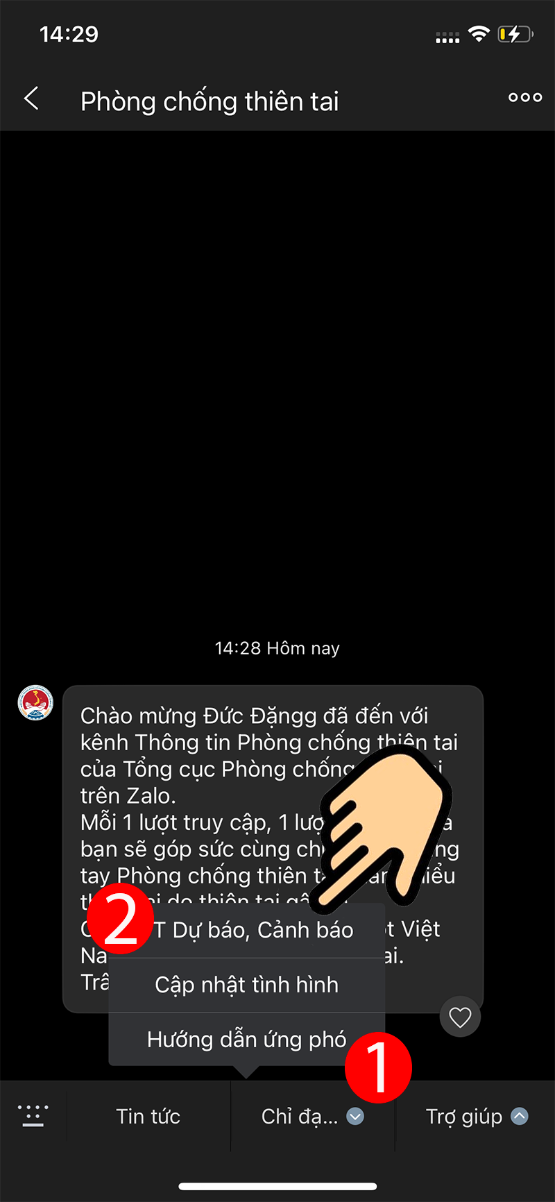 nhấn vào mục TT Dự báo, cảnh báo nhấn vào mục TT Dự báo, cảnh báo