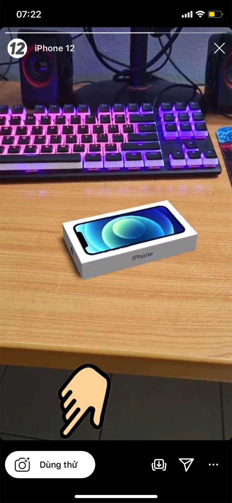 chọn mục D&ugrave;ng thử 