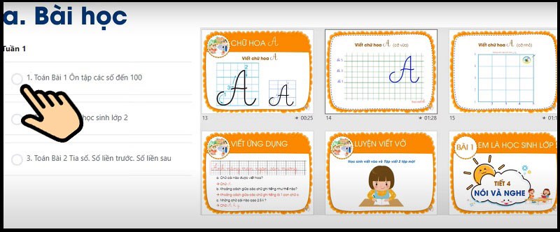 Chọn b&agrave;i tập theo tuần