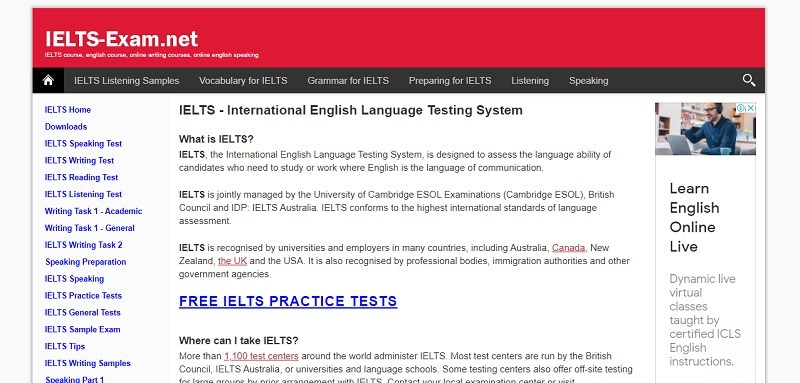 Thi thử IELTS miễn ph&iacute; tại trang web IELTS-Exam.net