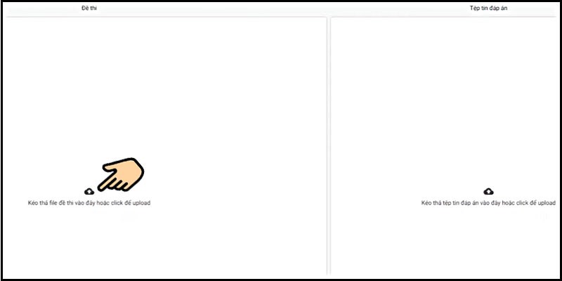 Kéo thả file vào hoặc click để upload file tương ứng lên