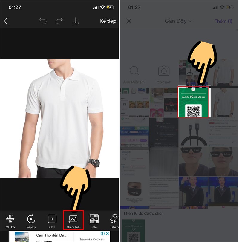 Chọn mục Th&ecirc;m ảnh