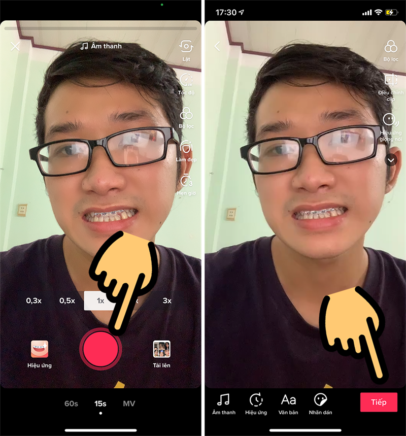 Nhấn n&uacute;t Quay phim m&agrave;u đỏ