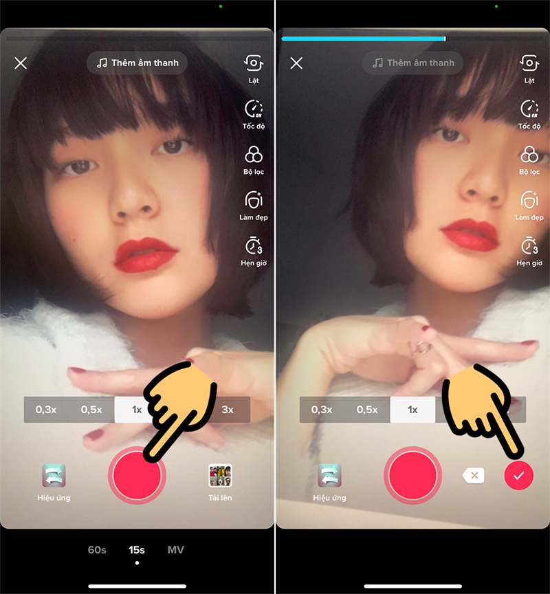 Nhấn n&uacute;t Quay phim m&agrave;u đỏ