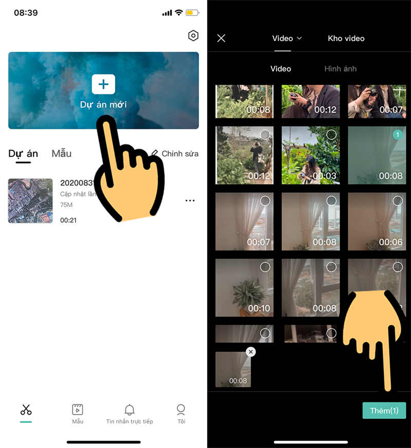  thêm video muốn ghép
