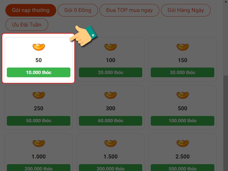 Gói nạp Gói nạp