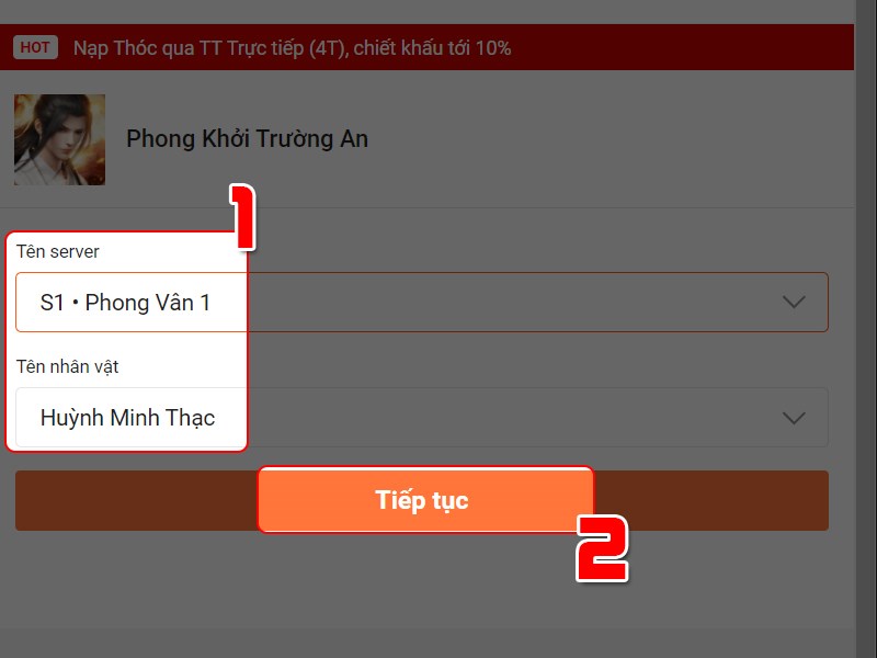 Chọn thông tin nhân vật Chọn thông tin nhân vật