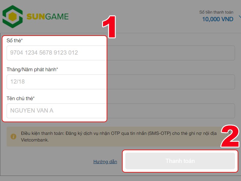 Nhập th&ocirc;ng tin thẻ