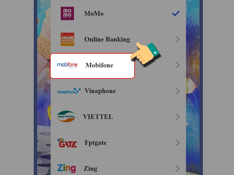 Nạp bằng thẻ điện thoại