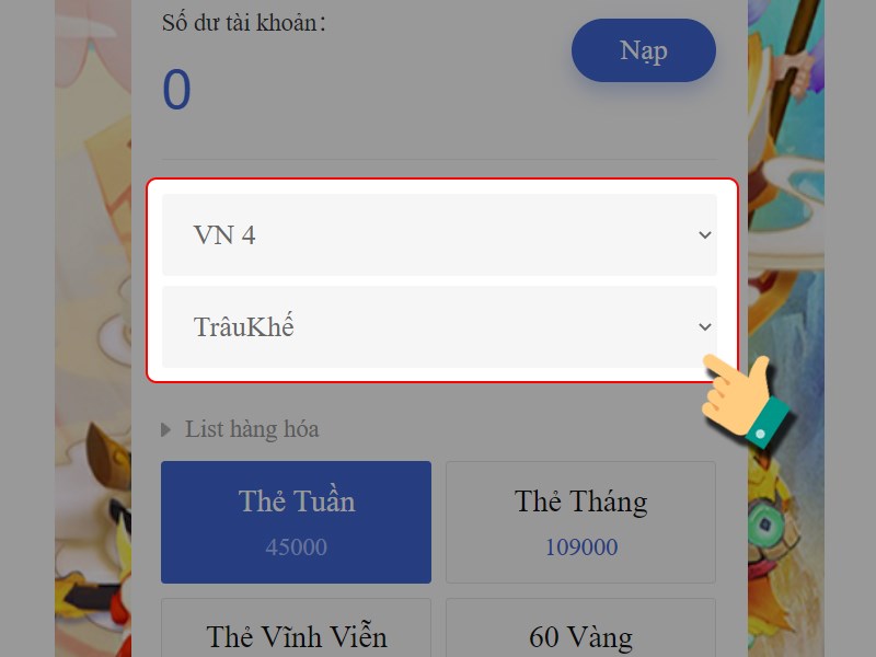 Chọn nh&acirc;n vật
