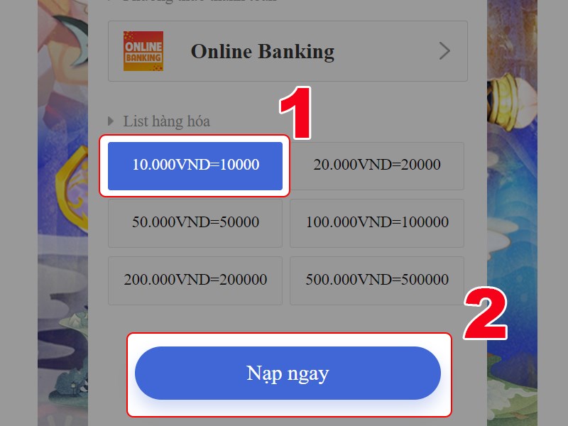 Chọn g&oacute;i nạp