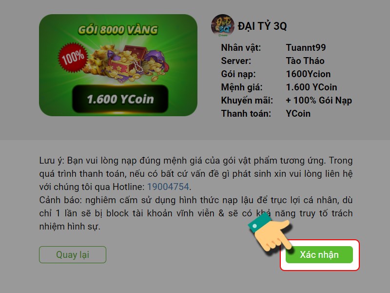 Nhấn X&aacute;c nhận