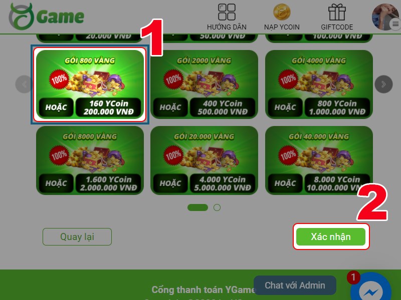 Chọn g&oacute;i nạp