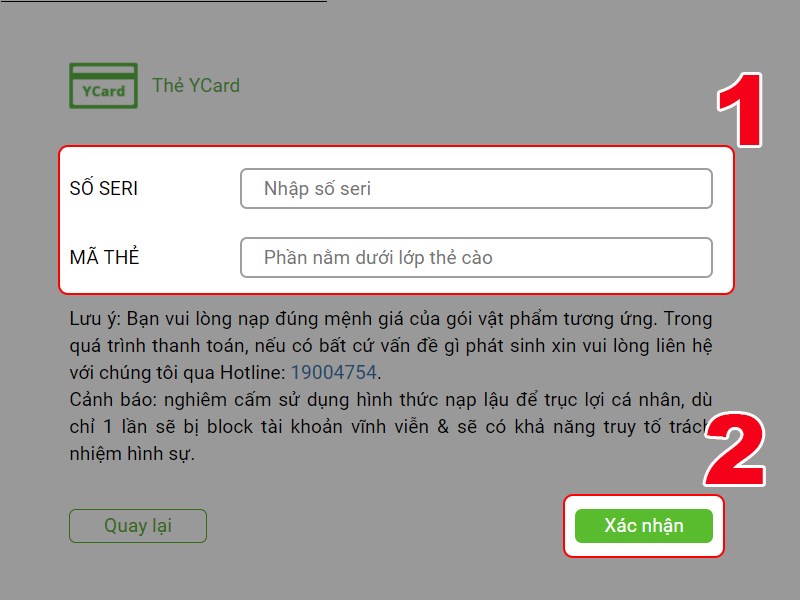 Điền m&atilde; thẻ thanh to&aacute;n