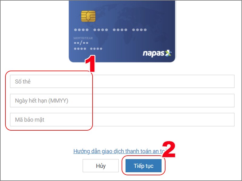 Nhập thông tin thẻ visa để thanh toán